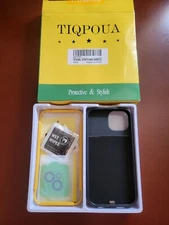 Tiqpoua Battery Case w/Screen & Camera Protectors For iPhone 15