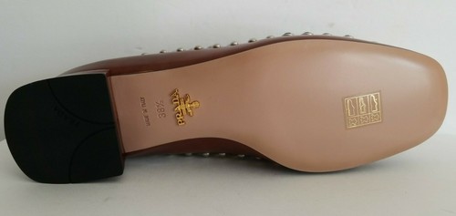 PRADA RARO SPAZZOLATO ADORNADO ZAPATILLAS PARA FUMAR MOCASINES UE 38.5 ME ENCANTAN LOS ZAPATOS - Imagen 7 de 8