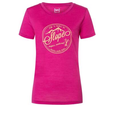 Super.Natural W Slopes Tee Damen fuchsia red Shirt T-Shirt Multifunktionsshirt
