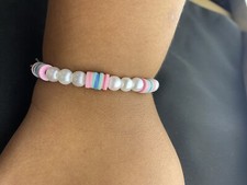 Kids Pink Pearls  Bead Clay Bracelet