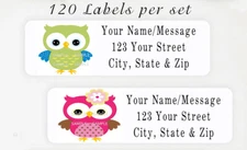120 Personalized Return Address Labels 2/3" x 1 3/4" - Owl Bird