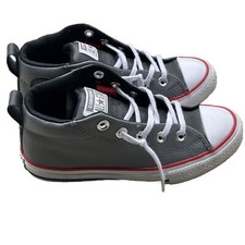 Converse Sz 1 Youth Chuck Taylor All Star High Top Gray/Red Running Sneaker H 