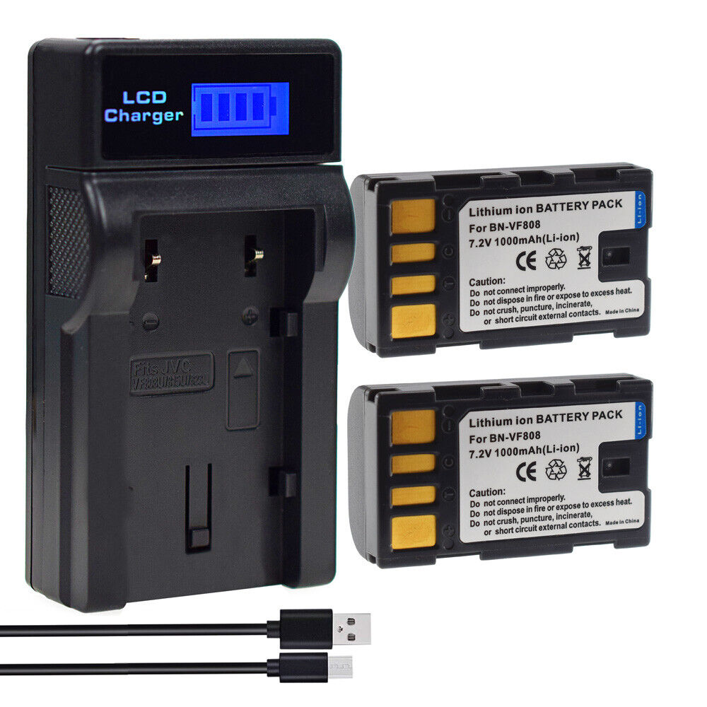Battery or LCD Slim USB Charger for JVC BN-VF808 BN-VF808U GZ-MG130AC GZ-MG255 - Picture 2 of 36