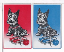 Two Single Vintage ID Named Dogs, "Scottie", Playing Cards, DB 8-34 A,B, Org/Blu