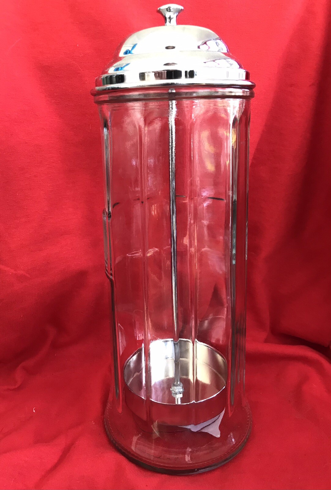 Vintage Glass Straw Holder By TableCraft With Chrome Shakes Smoothies