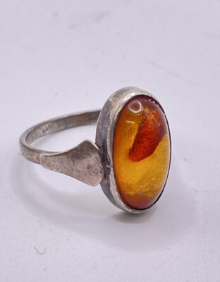 830 Silber Schmuck Bernstein Ring (Art.Nr.#E685)
