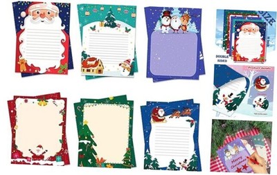 60 Sheets Christmas Stationery Paper, 8.5'' x 11'' Double Sided Holiday 