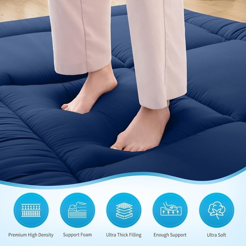 Thick Memory Foam Floor Mattress, Roll Up Camping Mattress - Navy, Full Size - Picture 4 of 9