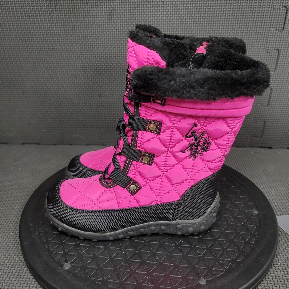 Botas de invierno US Polo Assn Molly para niños pequeños talla 10 negras rosas botas forradas de piel sintética Foto 3 de 4