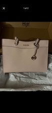 Michael Kors Pink Tote Bag Gold Hardware Zip Closure Bag Charm Medium