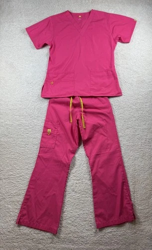 Wonder Wink Scrub Set Womens Small XS P Pink Medical Nurse Uniform Shirt Pants - product listing photo