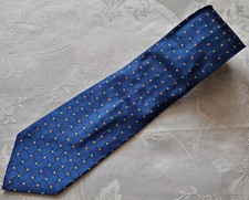 GENTS ITALY VINTAGE AUTHENTIC UNGARO PARIS BLUE POLKA DOT SILK MENS NECK TIE