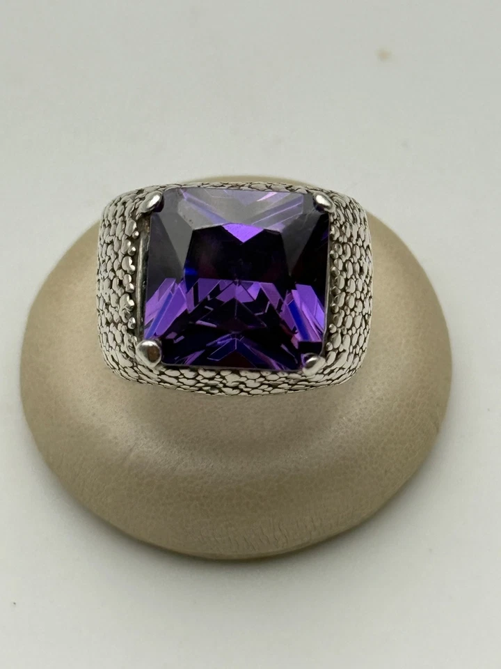 anello ring vintage silver argento 925 ametista amethyst - Immagine 3 di 4