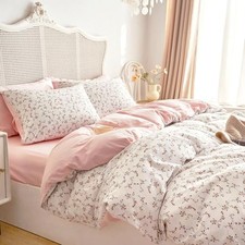 - Floral Duvet Cover Set, Coquette Cottagecore Aesthetic Cute Flower Full Pink
