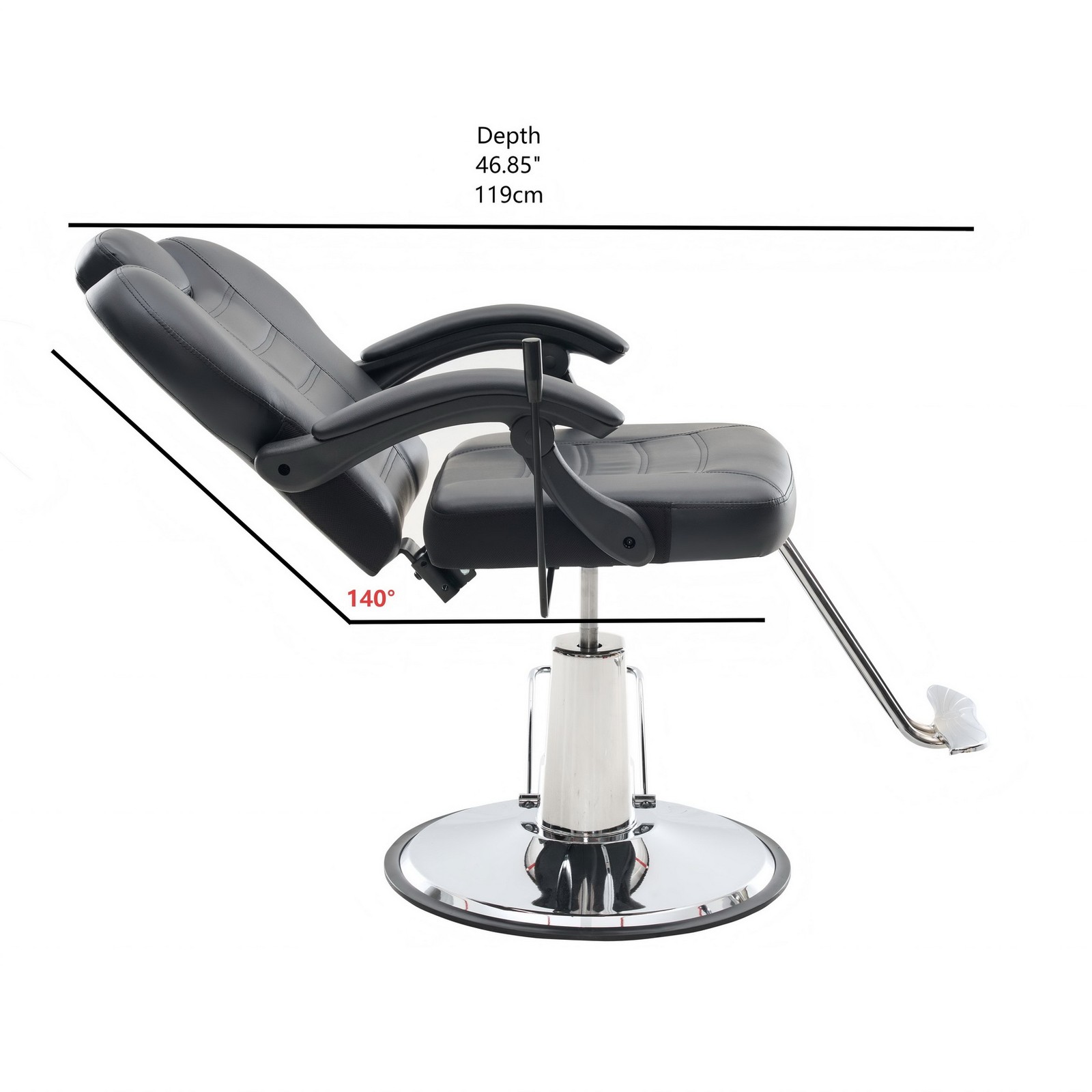 102°-140° Reclining Hydraulic Barber Chair 360° Swivel Salon Chair Hair Stylist