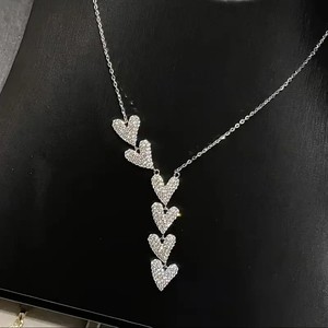 Authentic 2Ct Round Cut Lab Created Diamond Heart Lariat Necklace In 14k White Gold Plated