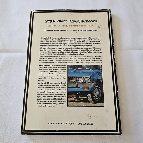 Datsun Pickups Service Repair Handbook L521, PL521, PL620 Pickups 1968-1977 - Picture 2 of 4