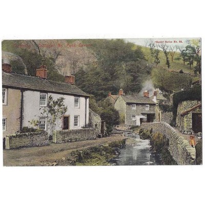 Castleton Cottages nahe Peak Cavern, Derbyshire Postkarte postalisch gebraucht 1904