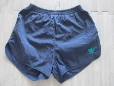 Vintage 80s Adidas Shorts Mens W32 Navy Blue Nylon Sprinter Silky Hong Kong