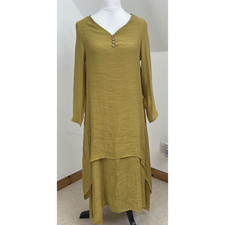 VogStyle Summer Smock Shift Dress Double Layer Size M Mustard Yellow Tunic BNWT