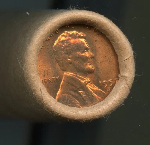 1957 D Lincoln Cent OBW Original Bank Wrap Unc. Roll * No Reserve *