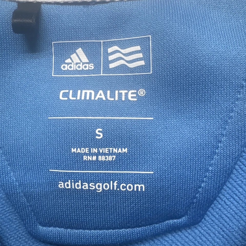 Pulôver de golfe Adidas Climalite 1/4 zíper pequeno azul desempenho - Imagem 3 de 4