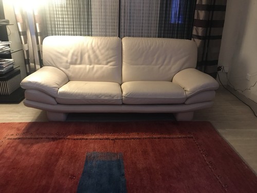 Canapé 3 Places Cuir Beige Roche Bobois – Bon état – Dimensions 200x100 Cm