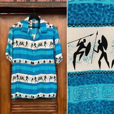 Vintage 1960s Hawaiian Shirt   Tiki Floral Retro Unisex Island Vacation Wear