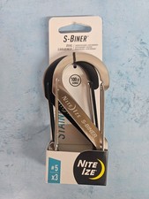 NEW Nite Ize S-Biner Stainless Steel Dual Carabiner 5 - Stainless N Black x3