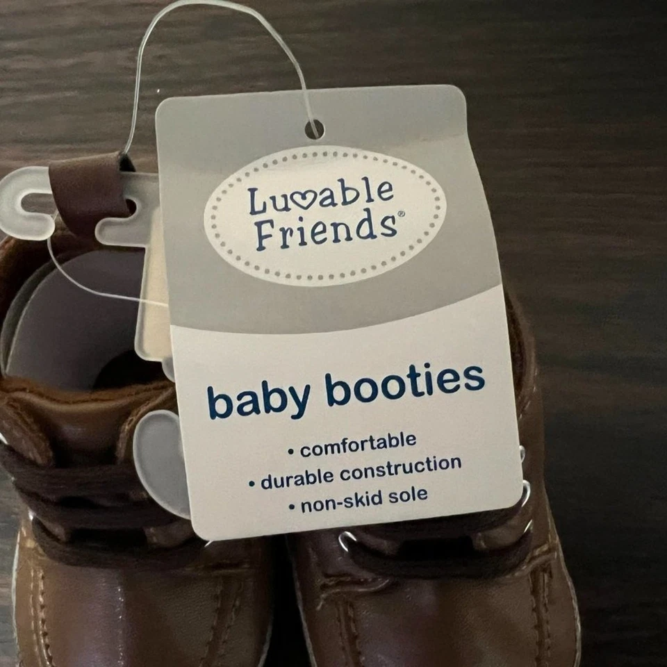Botines de bebé Luvable Friends estilo bota de pato marrón talla SM 0-6 meses nuevos Foto 2 de 3