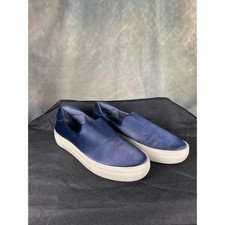 J/Slides NYC Womens Navy Blue Satin Slip On Platform Sneakers Size 8