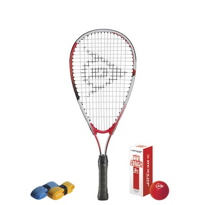 CX Pro Sport Fun Squash Set - 1 Dunlop Funschläger, 3 Bälle & 2 CX Pro Sportgriffe