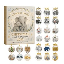 2025 Elephant Family Advent Calendar Xmas Pendants 24-Day Countdown Calendar Set