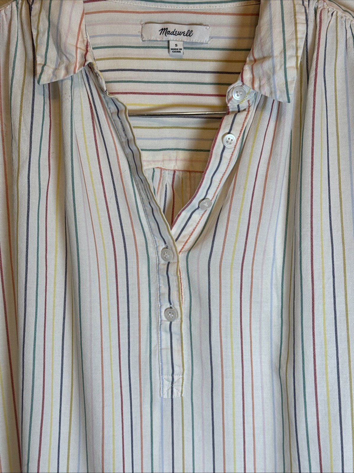 Madewell Button Oversized Multicolored Stripe Sle… - image 2