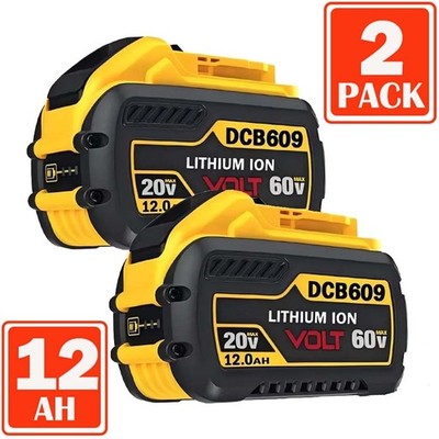 2 Pack 12.0AH 20V/60V MAX FLEXVOLT Lithium Battery For DEWALT DCB612 DCB609-2
