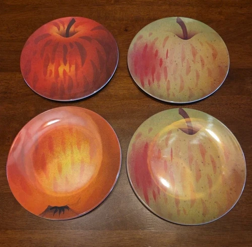 NWT JOHN DERIAN for Target 4pk Apple Print Melamine Salad Plate Set  8.5"