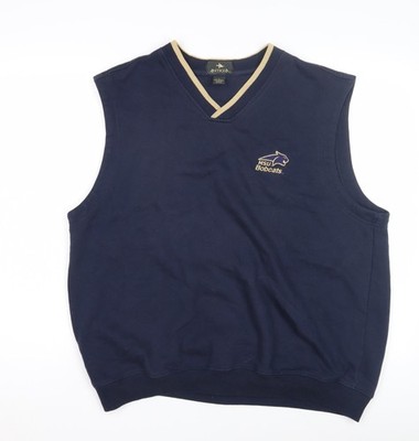 Antigua Herren Weste blau V-Ausschnitt L, Uni Logo
