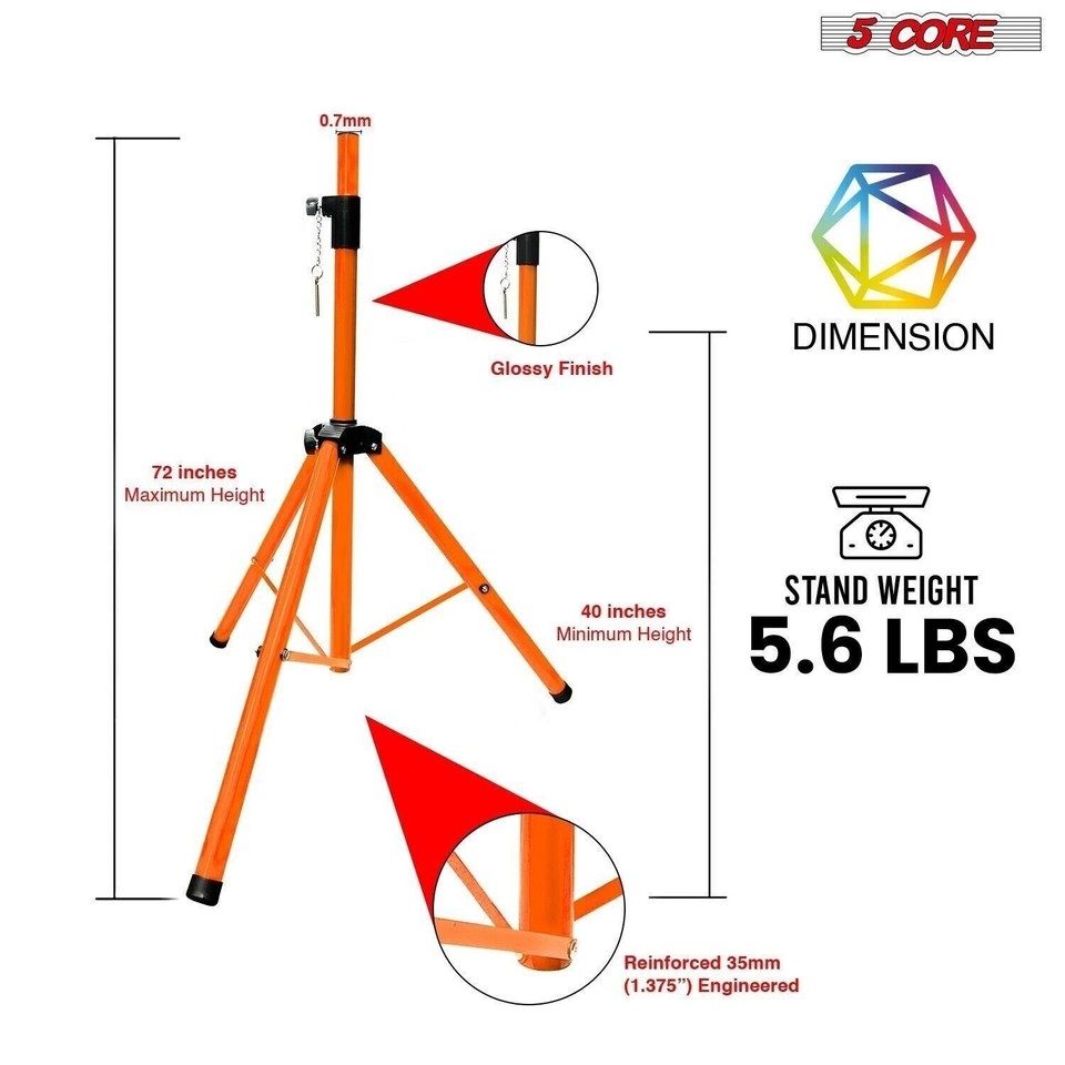 5 Core Speaker Stand Pair Adjustable Heavy Duty PA DJ Tripod Studio Monitor Stands W 35mm Insert 5 Core Speaker Stand Pair Adjustable Heavy Duty PA DJ Tripod Studio Monitor Stands W 35mm Insert