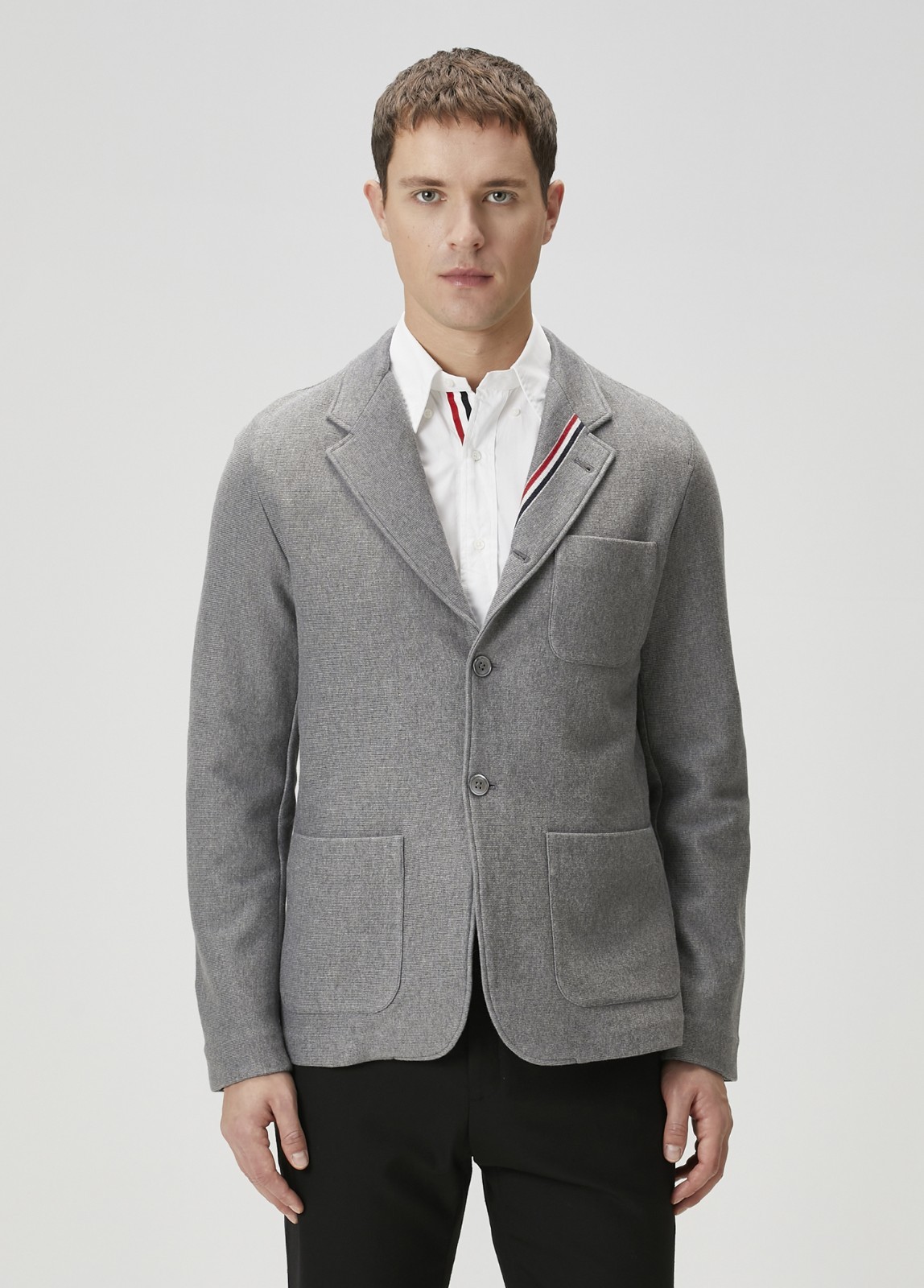 THOM BROWNE gray double face knit cotton Sack jacket Size Medium authentic