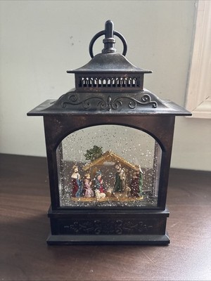 Raz Imports 11'' Christmas Nativity Lighted Water Snow Globe Lantern Holiday