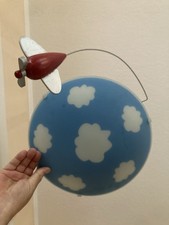 Deckenlampe blau-weiß mit Flugzeug Kinderzimmer