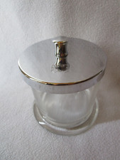 altes Assistent Tupfer-Glas Glasdose mit Edelstahl-Deckel rund  10x10cm TOP Rar