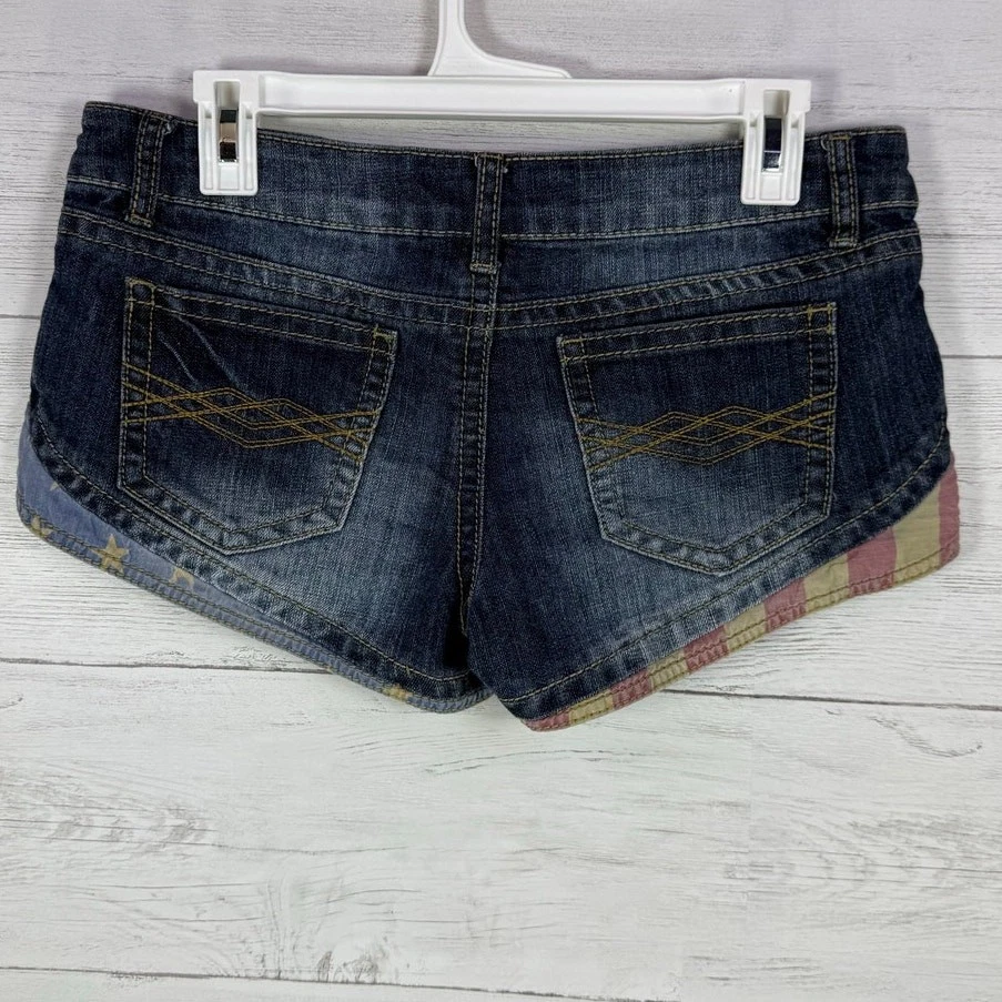 Rue 21 Y2K bandera americana talla 7/8 mini pantalones cortos vaqueros coachella festival vaquera Foto 2 de 4