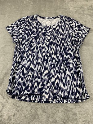 Calvin Klein Womens Top XL Dark Blue Purple Multicolored Paisley C9