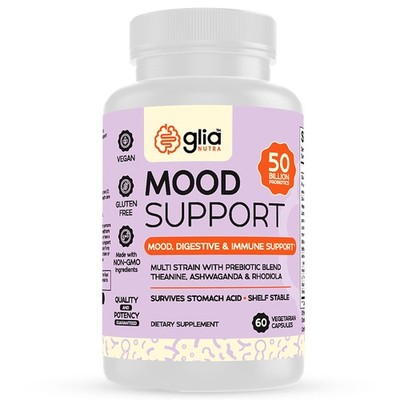 Glia Nutra Probiotic Mood Support 50 Billion CFU Gut-Brain Health 60 Capsules