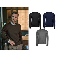 Tee Jays Crew neck (6000) - Mens Knitted Jumper, 50% Merino Wool, Oeko-Tex