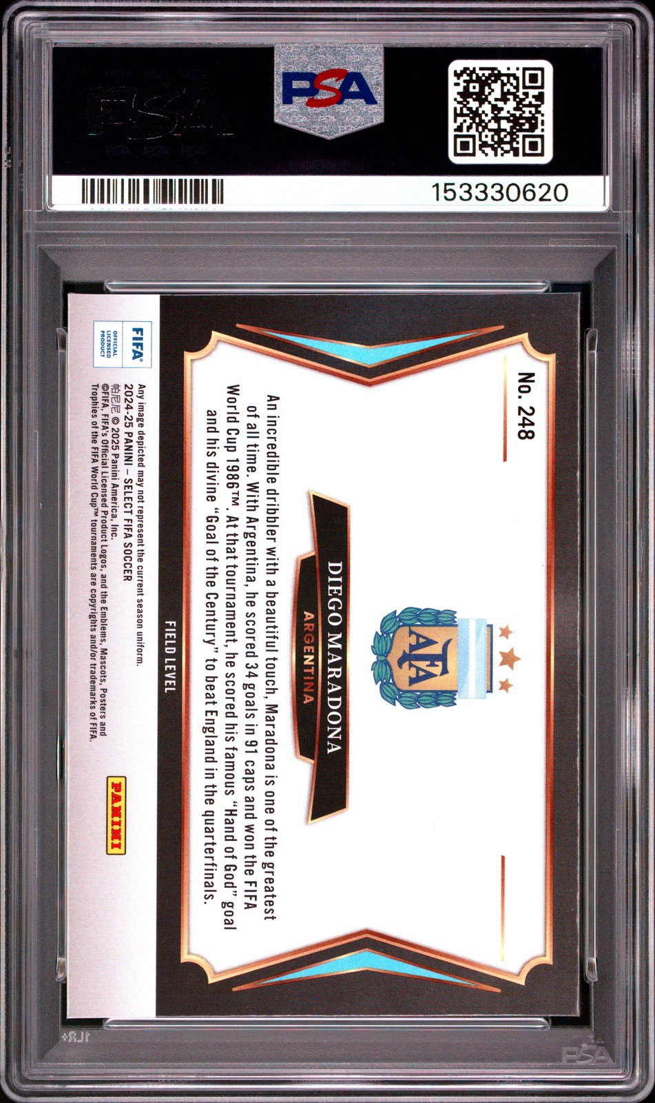 2024-25 PANINI SELECT FIFA #248 DIEGO MARADONA PSA 10 view 2