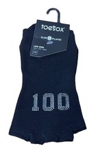 ToeSox Club Pilates  “100 Club” Toe Grip Socks Women’s Medium Black Low Rise NEW