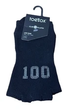 ToeSox Club Pilates  “100 Club” Toe Grip Socks Women’s Medium Black Low Rise NEW