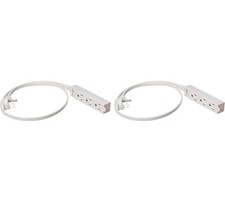 Amazon Basics 3-Prong Indoor Extension Cord, Flat Plug, 3ft, White, 2-Pack